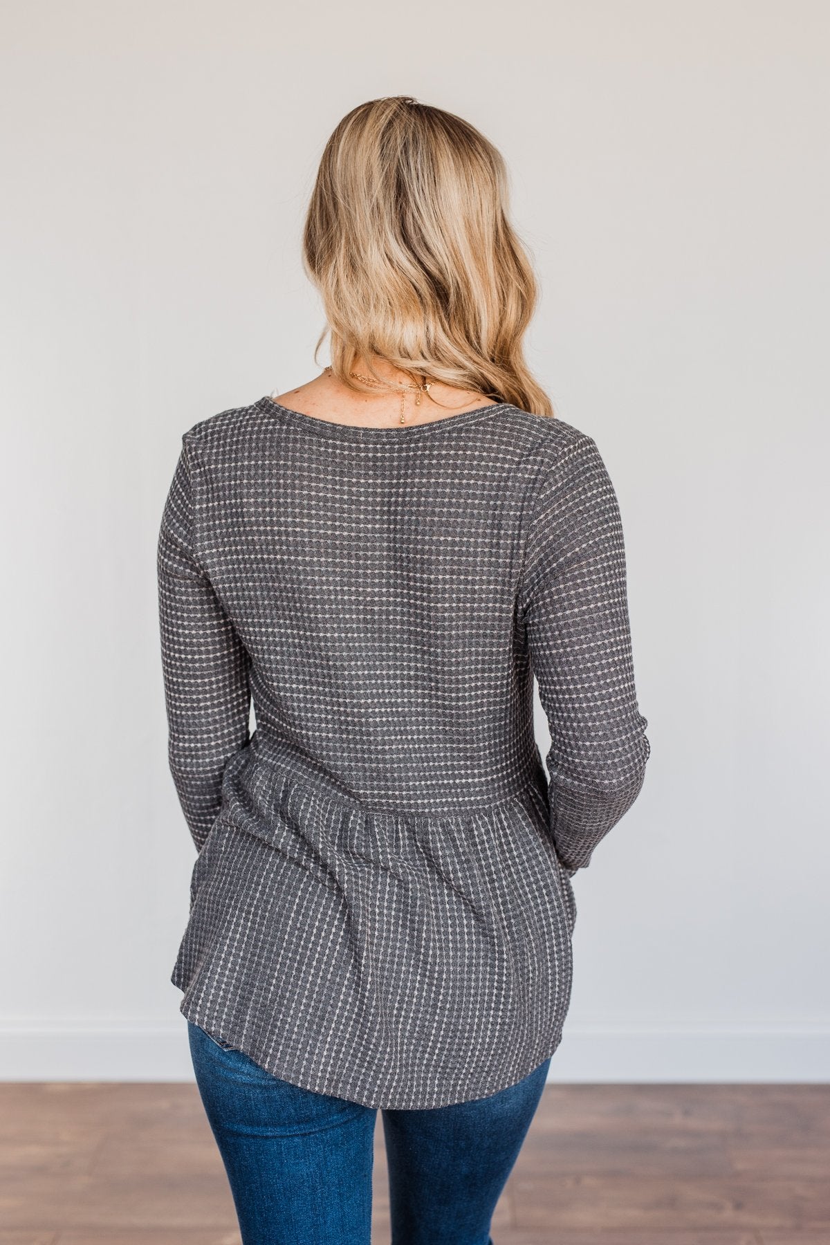 Time Spent Together Babydoll Top- Charcoal