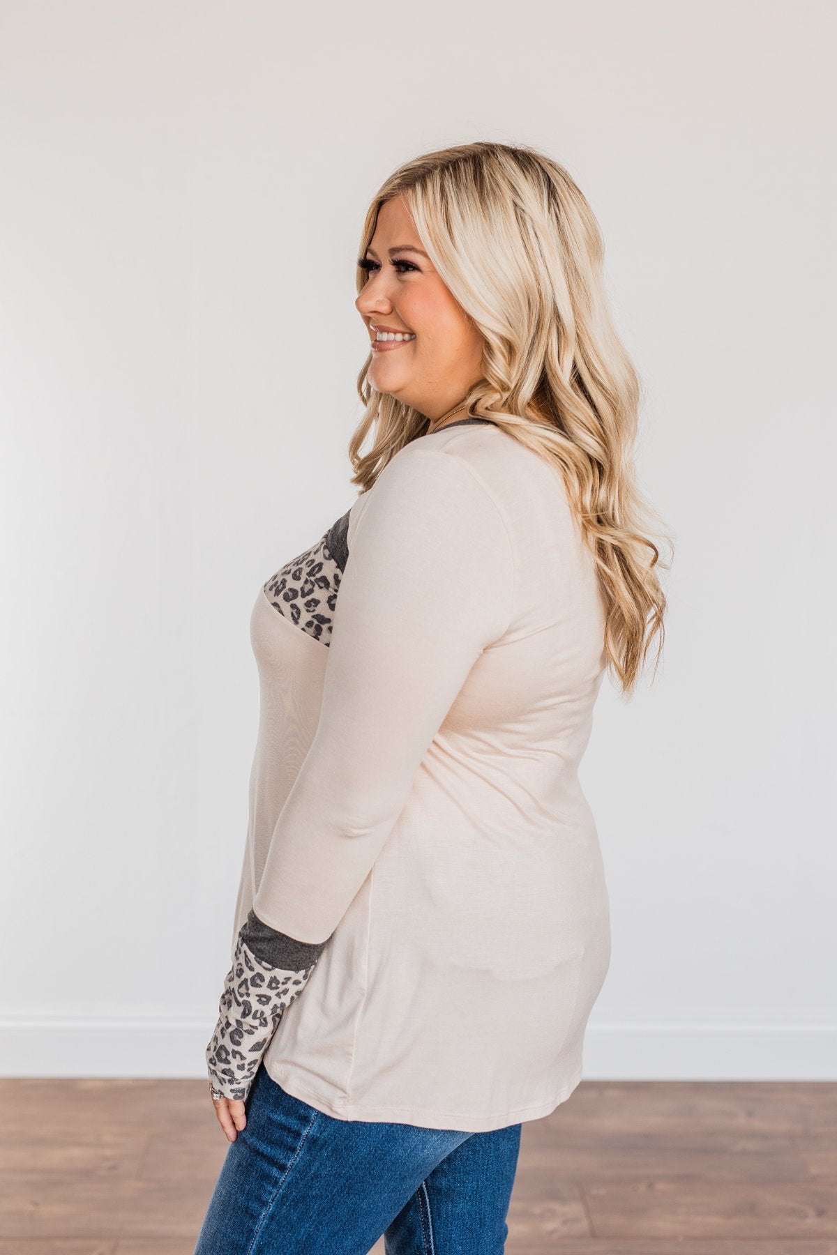 Can't Stop Smiling Long Sleeve Top- Taupe