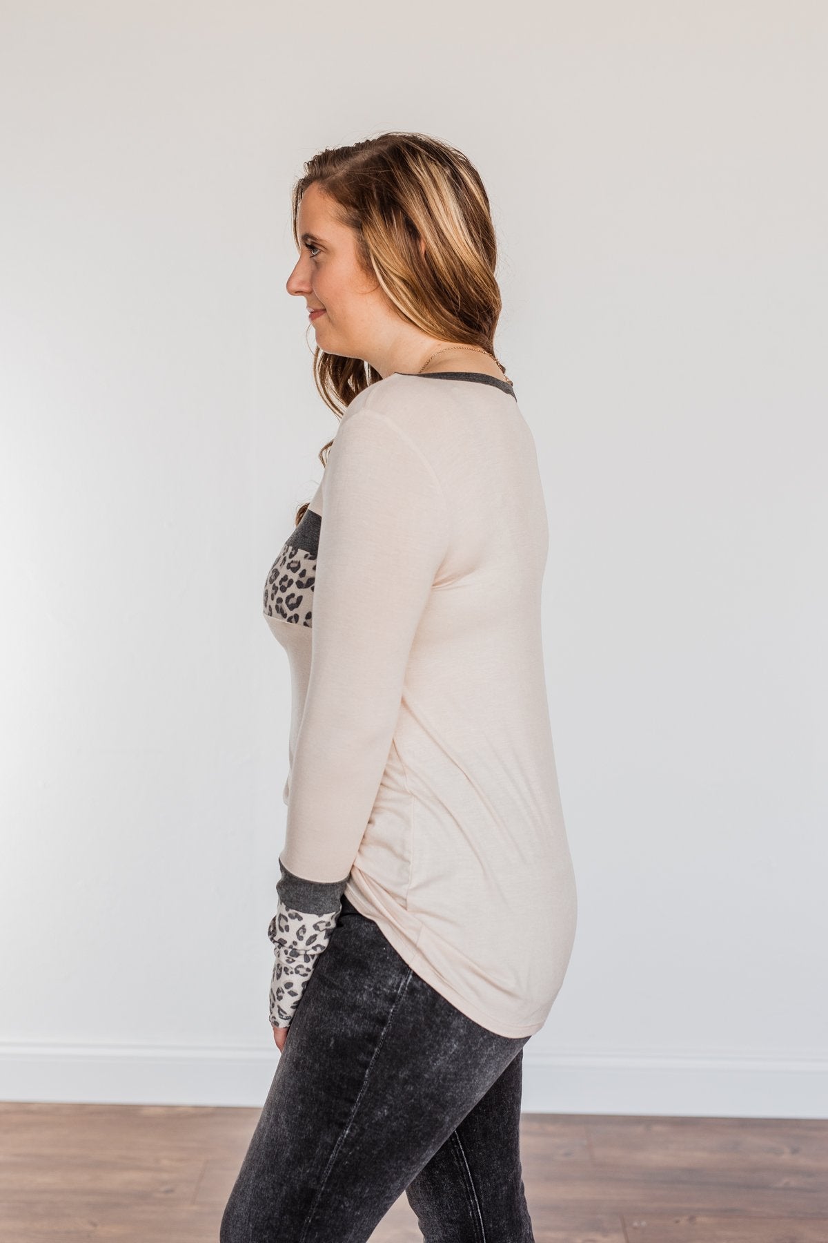 Can't Stop Smiling Long Sleeve Top- Taupe
