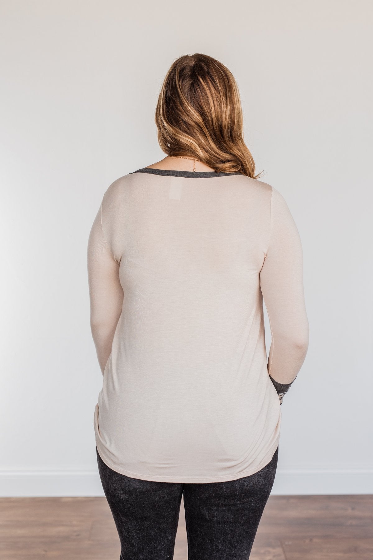 Can't Stop Smiling Long Sleeve Top- Taupe