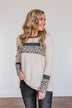 Can't Stop Smiling Long Sleeve Top- Taupe