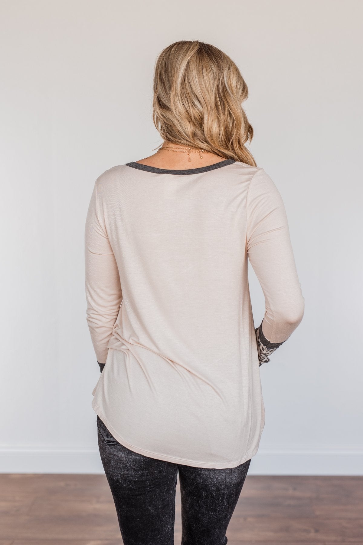 Can't Stop Smiling Long Sleeve Top- Taupe