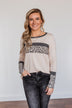 Can't Stop Smiling Long Sleeve Top- Taupe