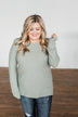 Up In The Clouds Knit Sweater- Sage
