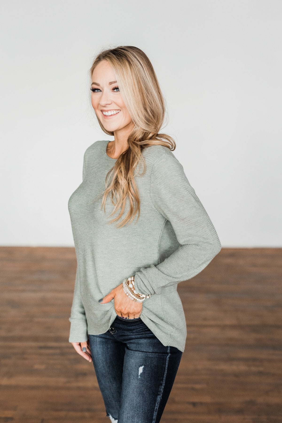 Up In The Clouds Knit Sweater- Sage