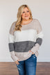 Inspirational Sights Color Block Sweater- Beige & Charcoal
