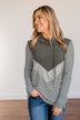 Wild Beauty Cowl Neck Color Block- Olive, Grey & Ivory