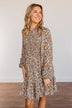Dance The Night Away Smocked Floral Dress- Olive