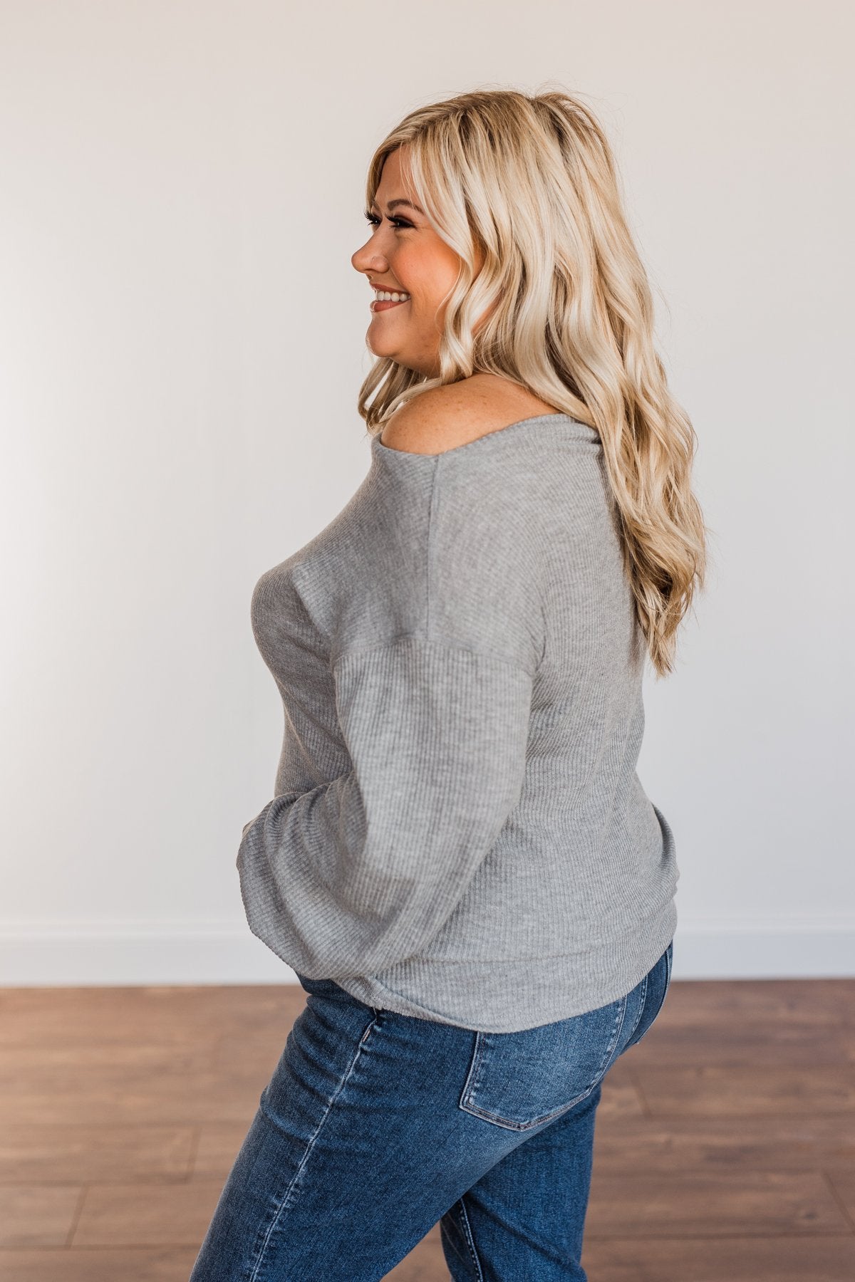 Good Directions Boat Neck Top- Grey