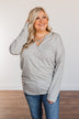 Just For Fun Criss Cross Long Sleeve Top- Grey