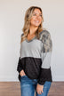 Keep Them Guessing Color Block Hoodie- Grey, Black, & Camo