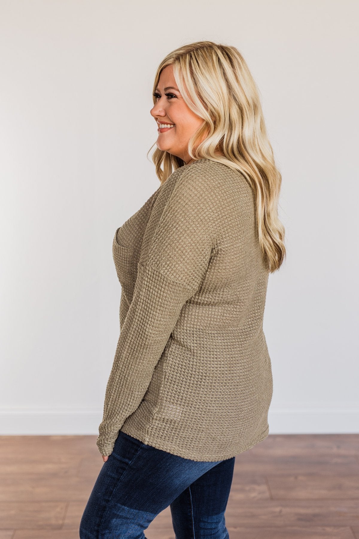 Ready For Whatever Waffle Knit Top- Dark Olive