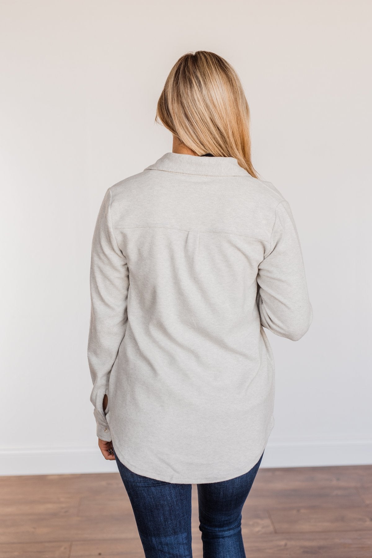 Thread & Supply Free Falling Lightweight Button Down Jacket- Light Grey