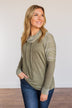 Explore With Me Cowl Neck Top- Olive