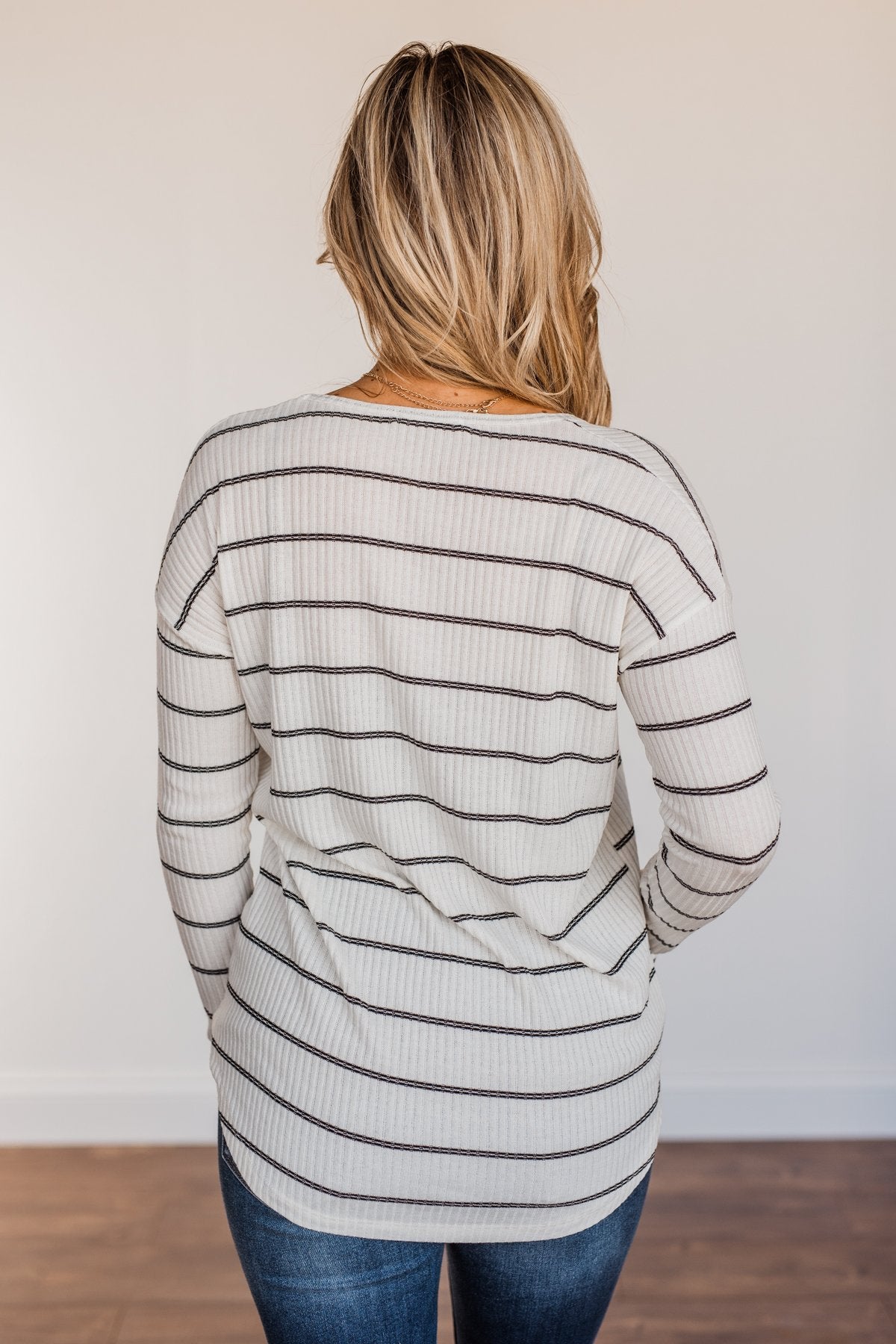 Wish You The Best Striped Long Sleeve Top- Ivory