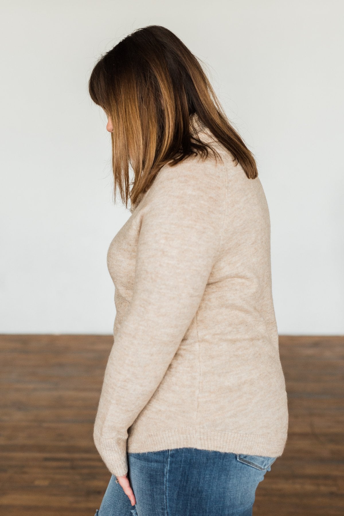Say My Name Cowl Neck Sweater- Oatmeal