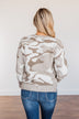 Easy Mornings Thick Knit Camo Sweater- Mocha & Ivory