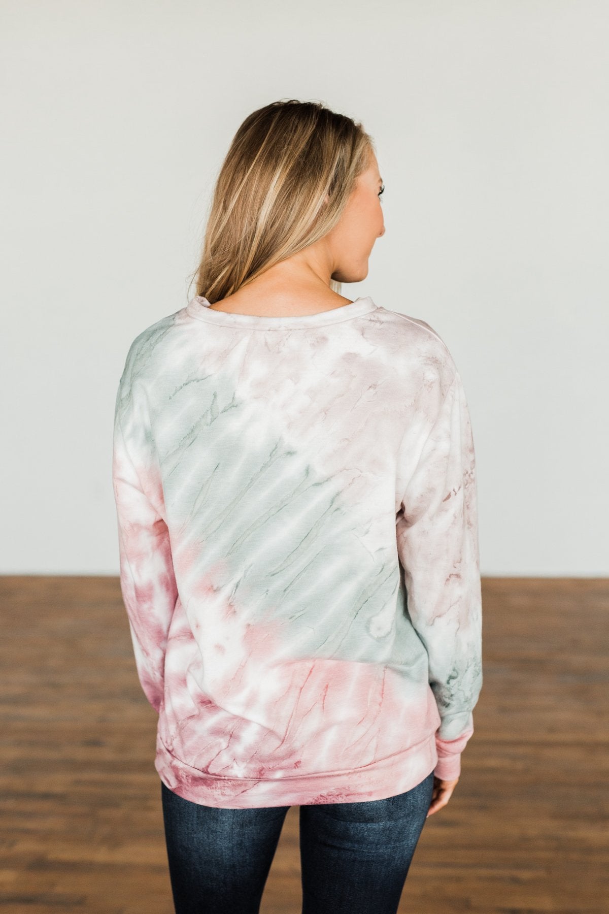 Change Of Heart Tie Dye Pullover Top- Taupe, Sage, & Mauve