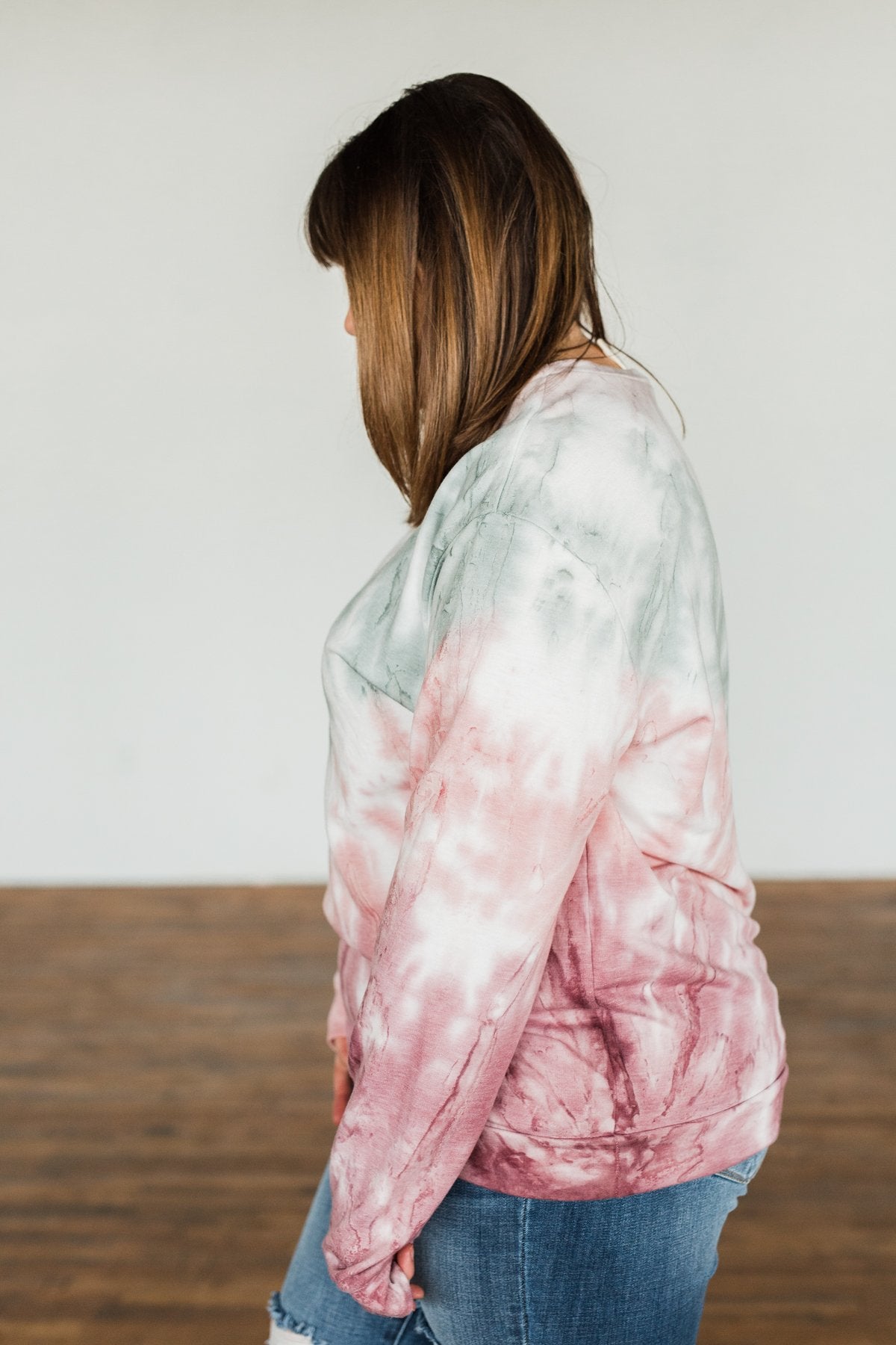 Change Of Heart Tie Dye Pullover Top- Taupe, Sage, & Mauve