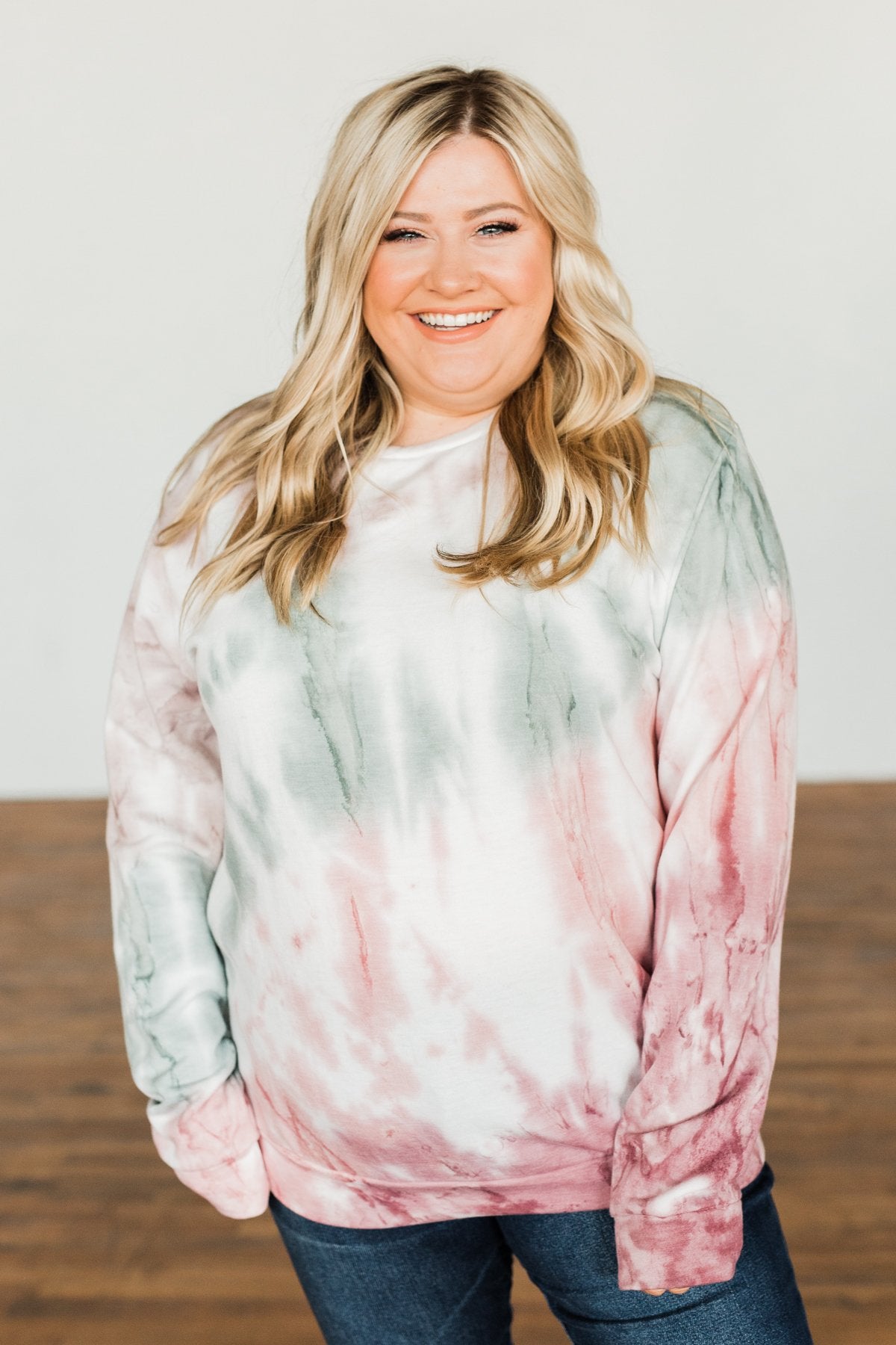Change Of Heart Tie Dye Pullover Top- Taupe, Sage, & Mauve