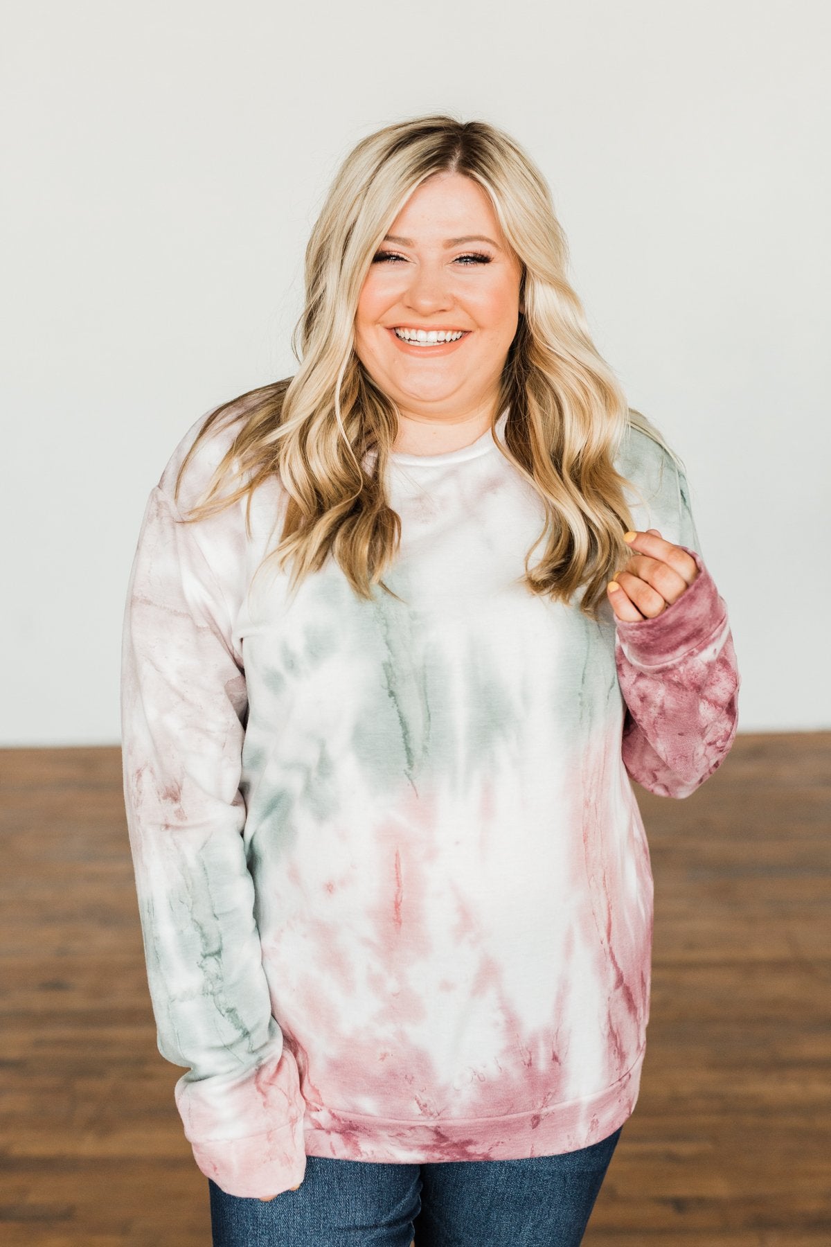 Change Of Heart Tie Dye Pullover Top- Taupe, Sage, & Mauve