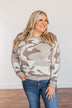 Easy Mornings Thick Knit Camo Sweater- Mocha & Ivory