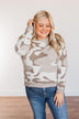 Easy Mornings Thick Knit Camo Sweater- Mocha & Ivory