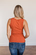 Uplifting Spirits Button Henley Tank Top- Burnt Orange