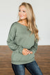 You Make It Easy Pullover Top- Sage