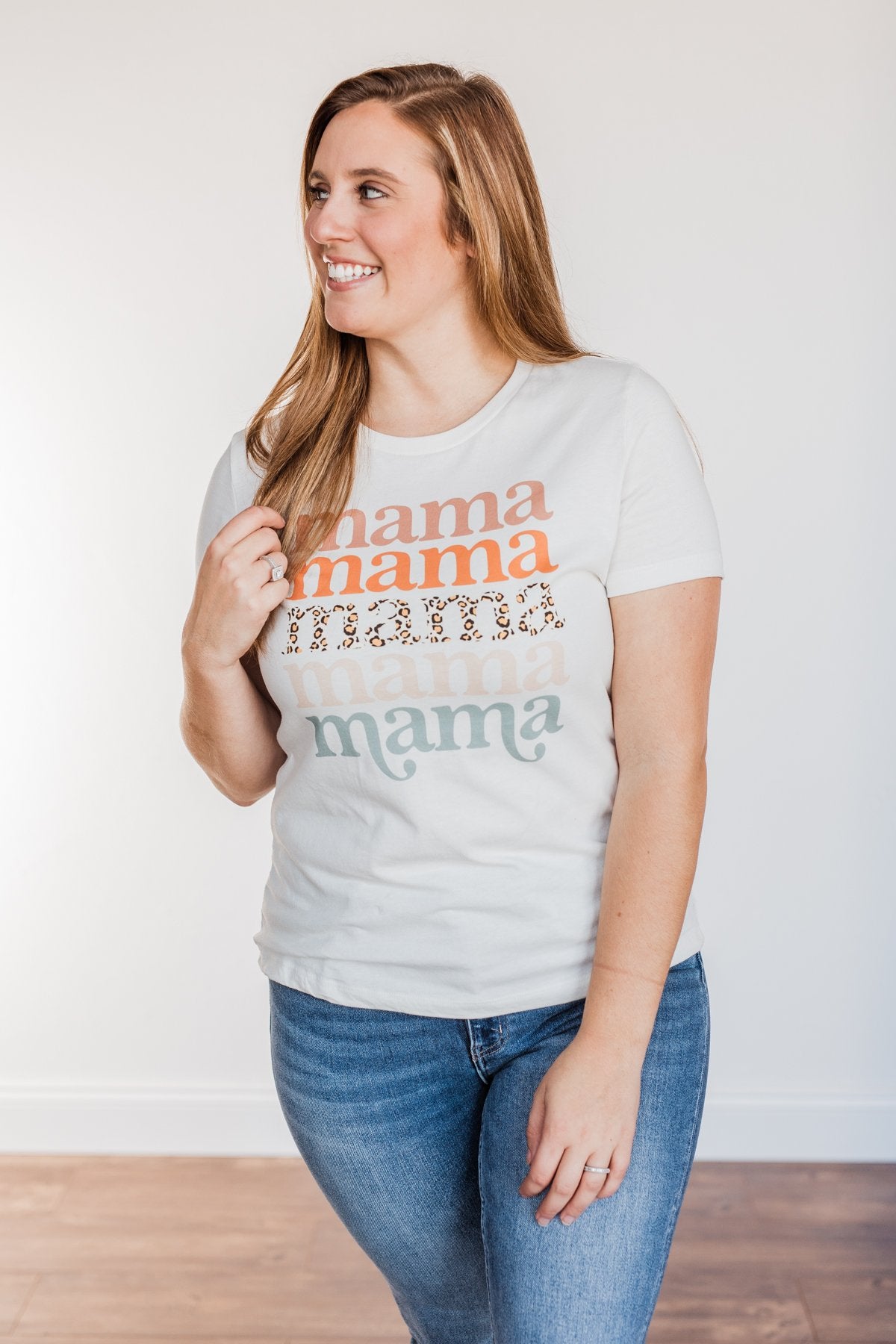 "Mama" Leopard Graphic Tee- Off-White