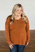 The Best Part V-Neck Sweater- Dark Camel