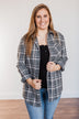 Falling For Your Smile Plaid Flannel- Grey & Ivory