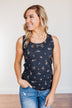 Had Me At Hello Floral Tank Top- Navy