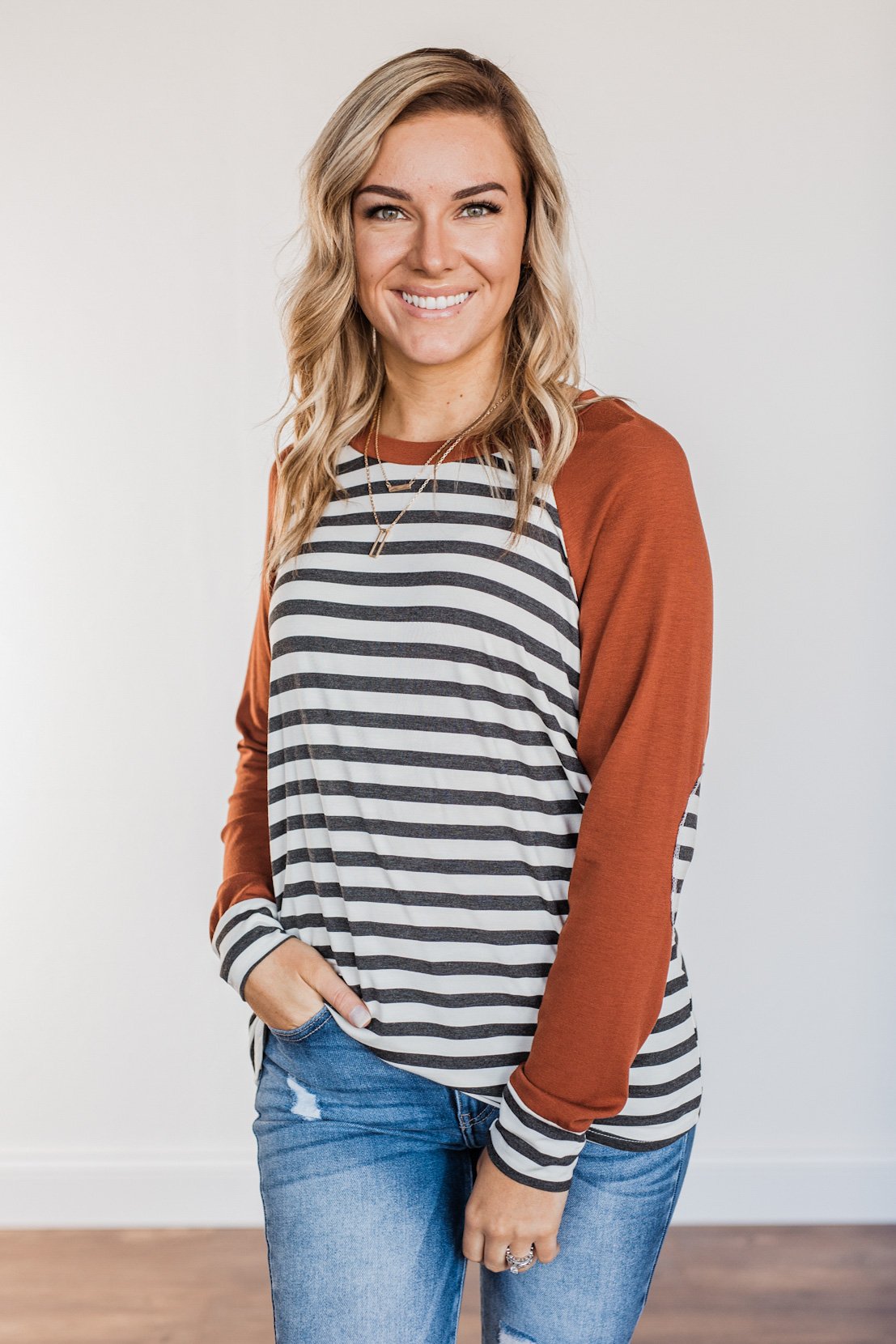 True To Your Heart Long Sleeve Top- Deep Rust