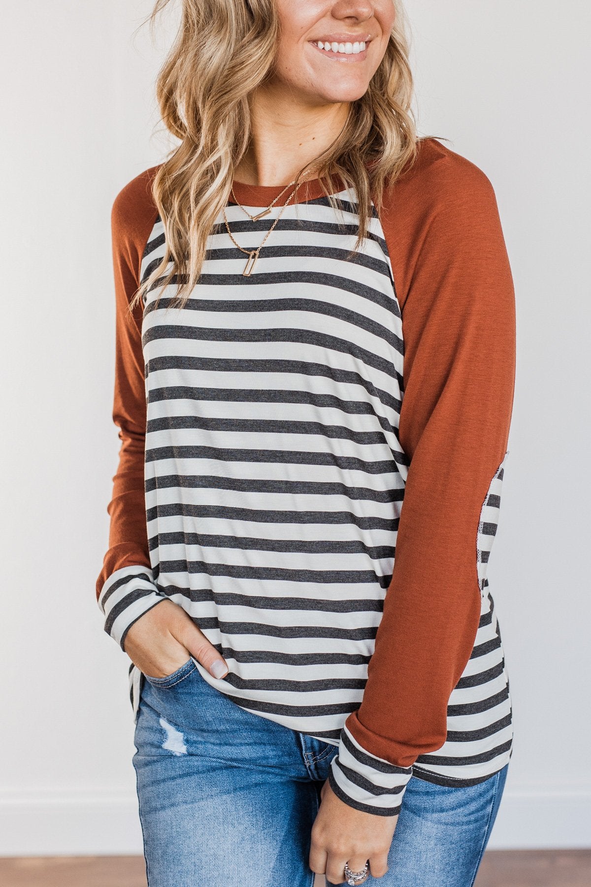 True To Your Heart Long Sleeve Top- Deep Rust