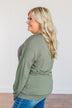Just For Fun Criss Cross Long Sleeve Top- Olive