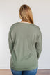 Just For Fun Criss Cross Long Sleeve Top- Olive