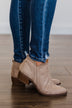 Qupid Rager Booties- Taupe Suede
