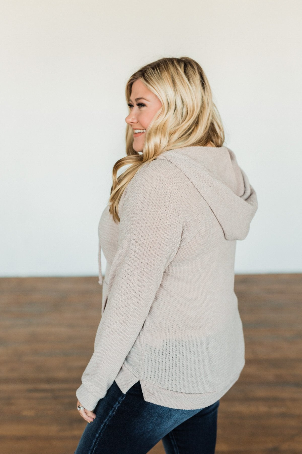 At First Sight Knit Hoodie- Light Taupe