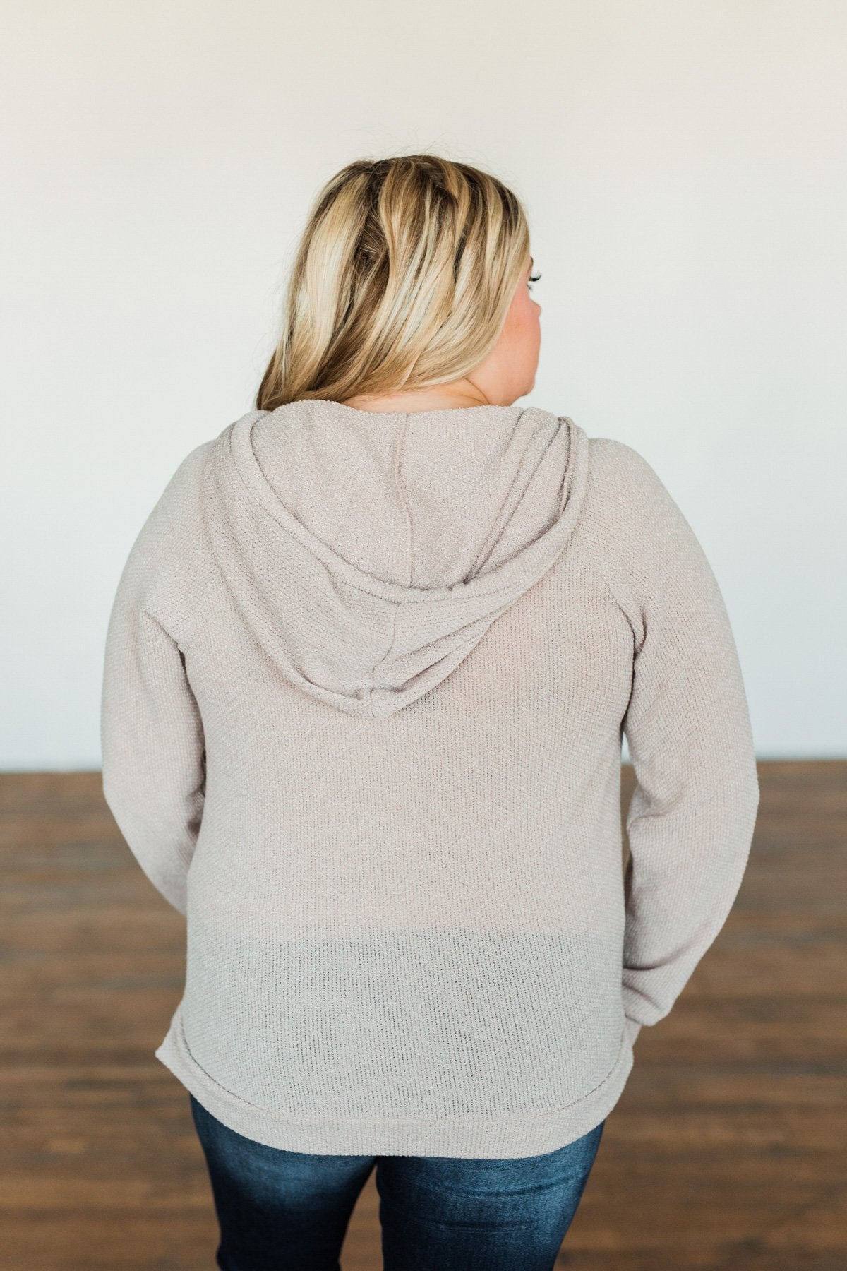 At First Sight Knit Hoodie- Light Taupe