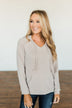 At First Sight Knit Hoodie- Light Taupe