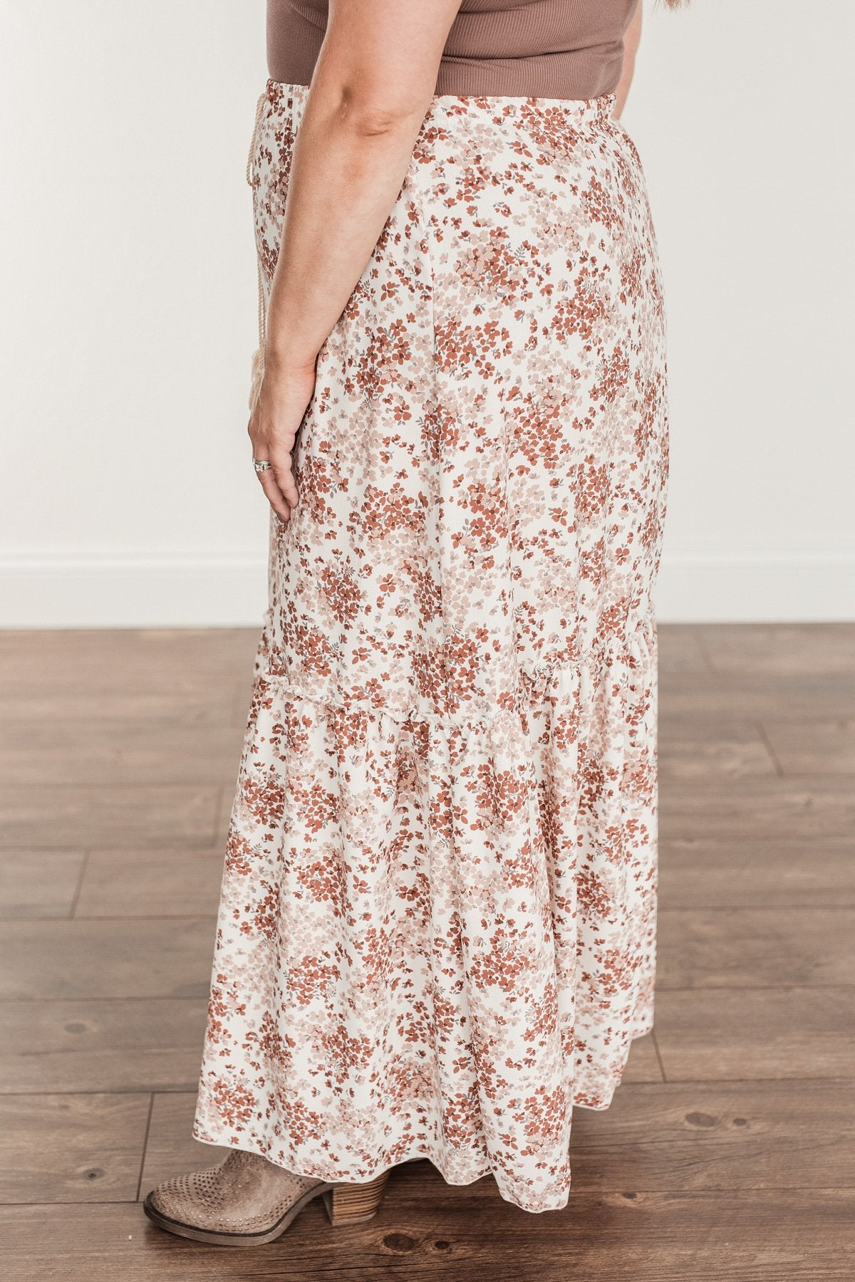 Stop & Stare Floral Maxi Skirt- Ivory