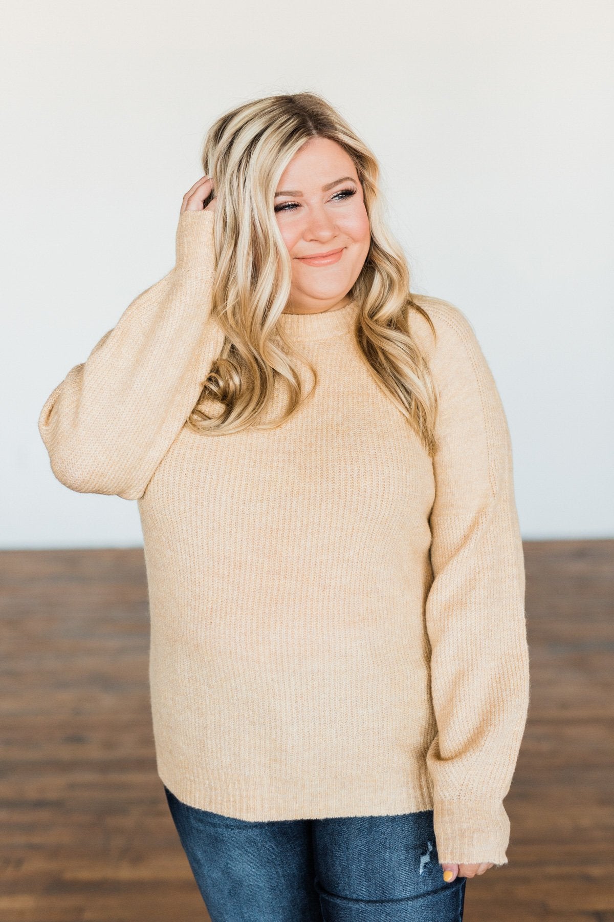 Live A Little Knit Sweater- Light Khaki
