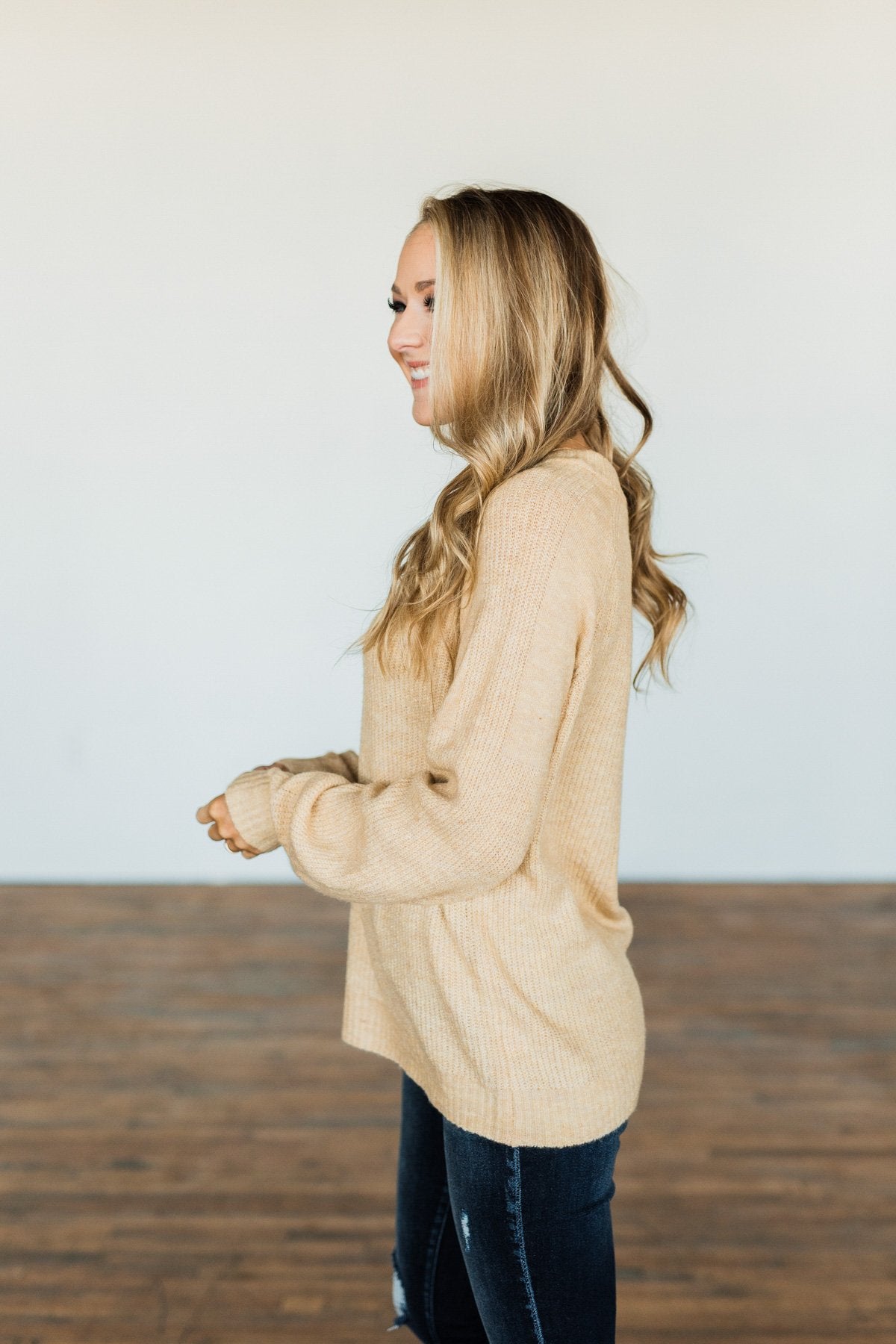 Live A Little Knit Sweater- Light Khaki