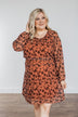 All For You Floral Long Sleeve Dress- Rust
