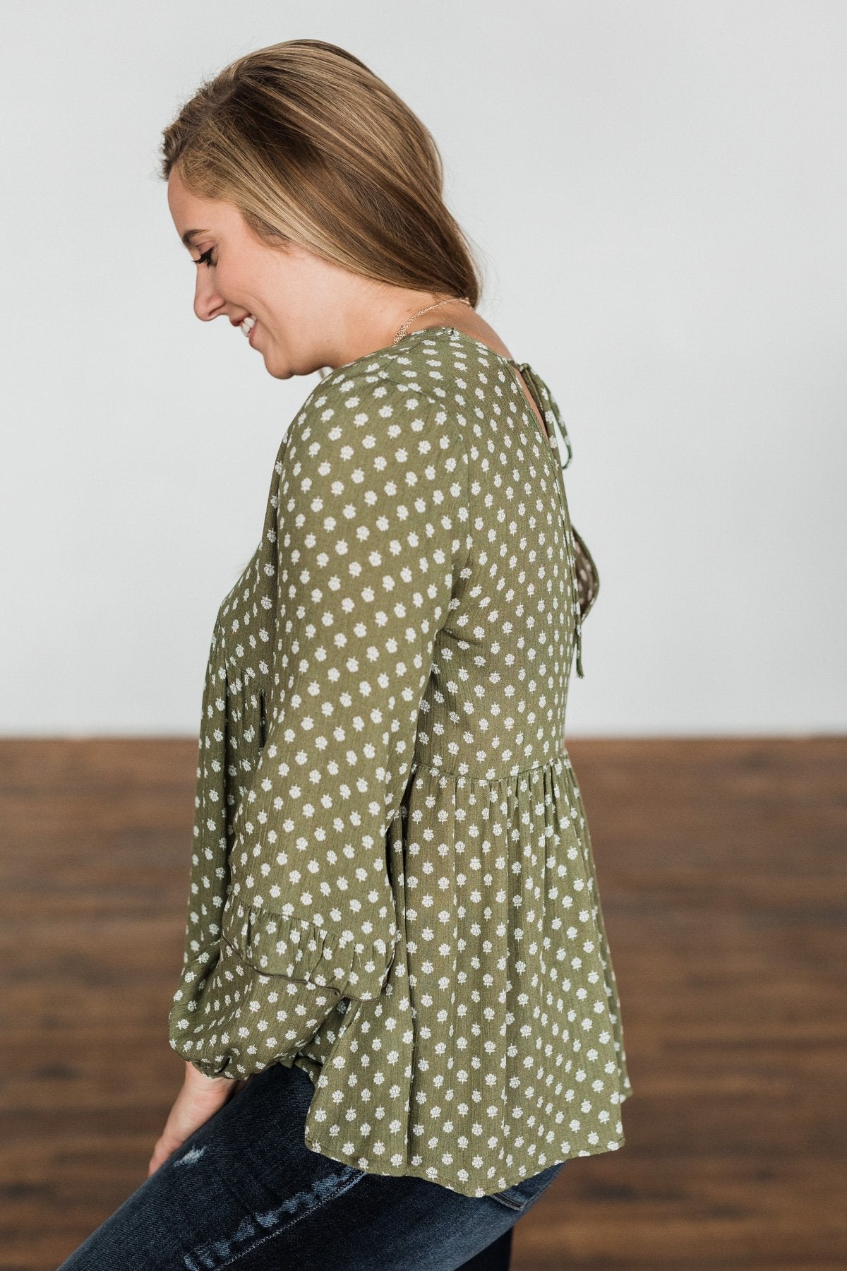 Wander Through The Wildflowers Blouse- Olive