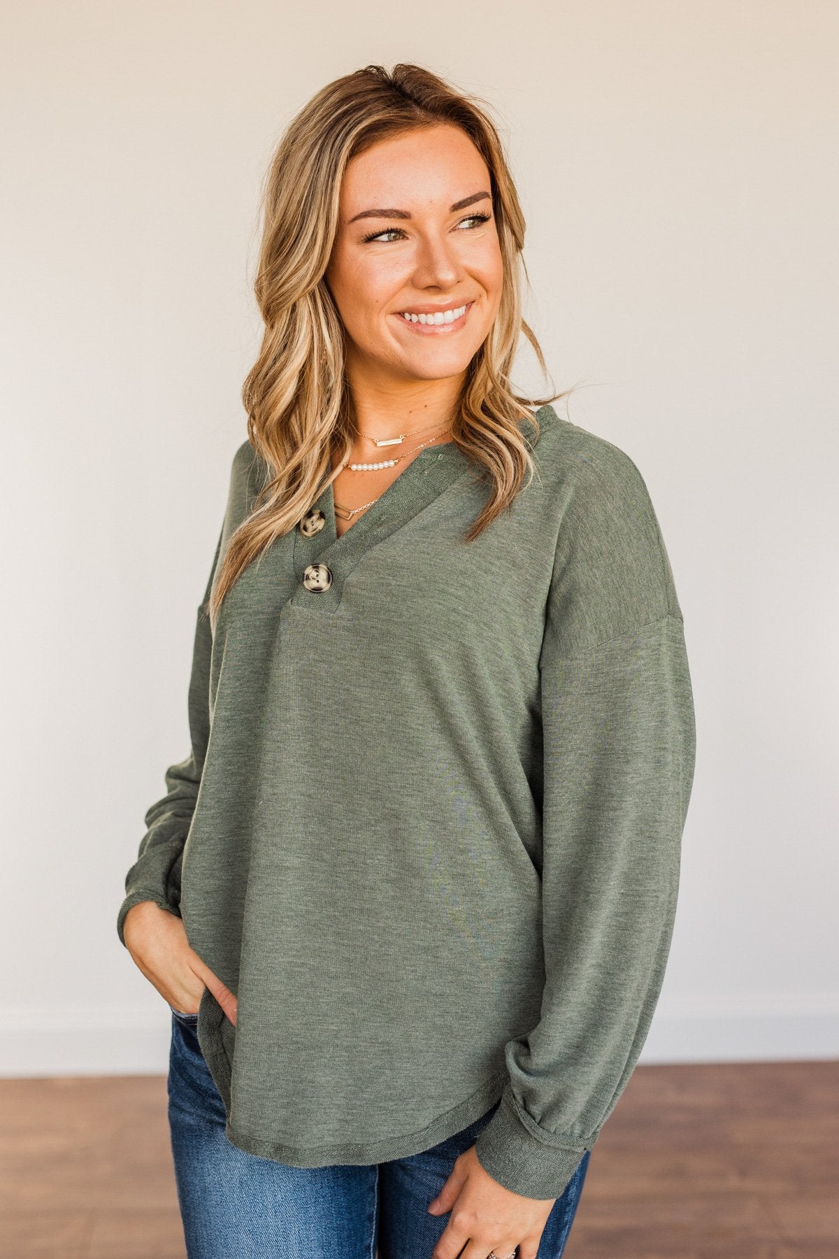 On The Move Long Sleeve Top- Olive