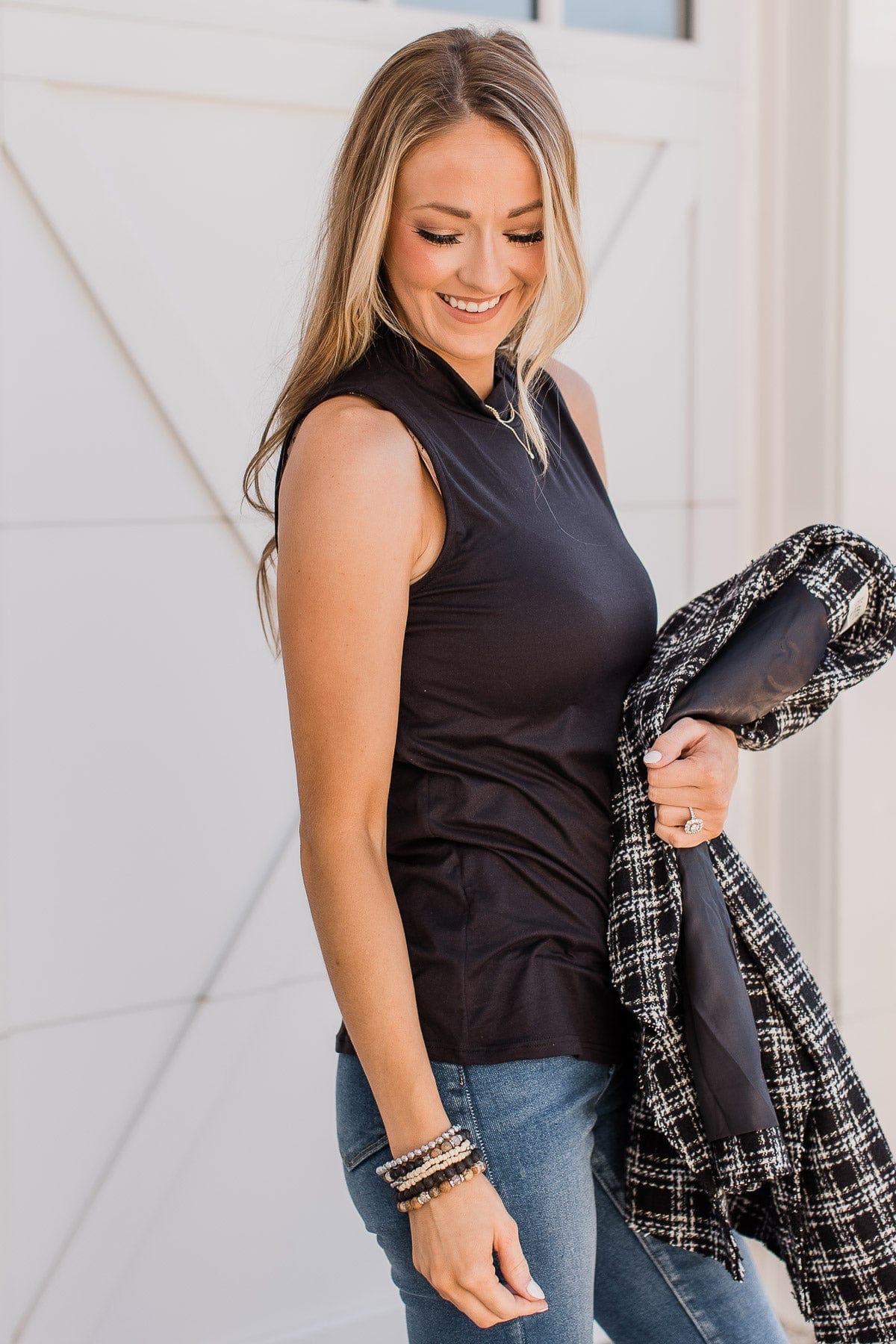 Captured My Heart High Neck Tank Top- Black