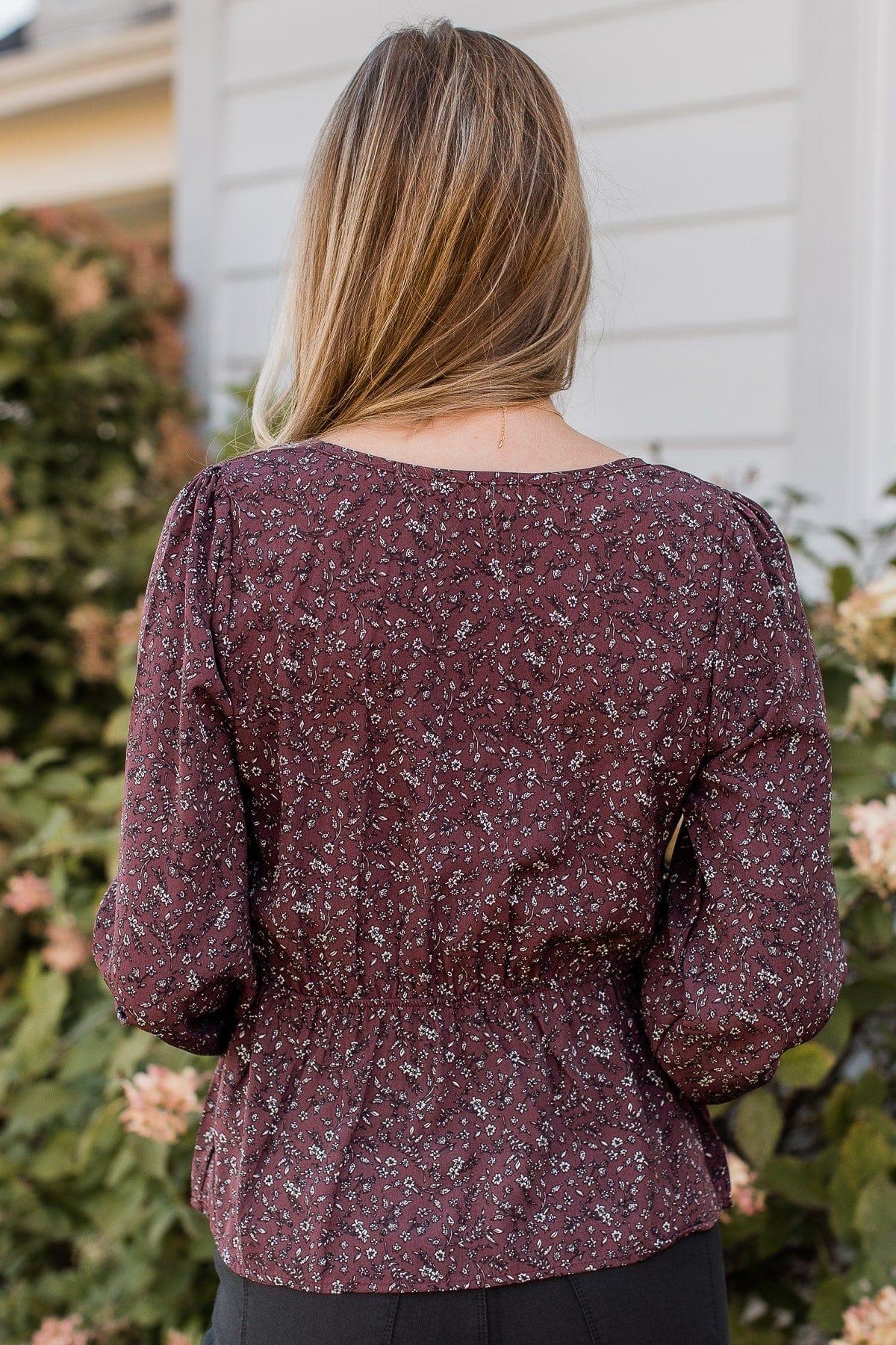 Good Timing Floral Babydoll Blouse- Plum