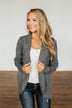 Wish You Well Knit Drape Cardigan- Charcoal